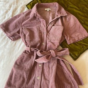 Topshop Corduroy Dusty Rose Dress with Tie Waist